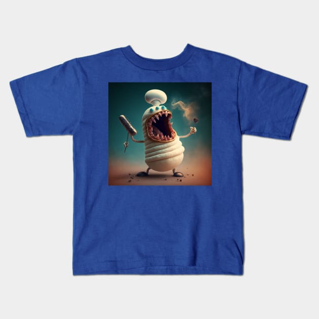 Worm Chef Screams At Customers! Kids T-Shirt by Bee's Pickled Art